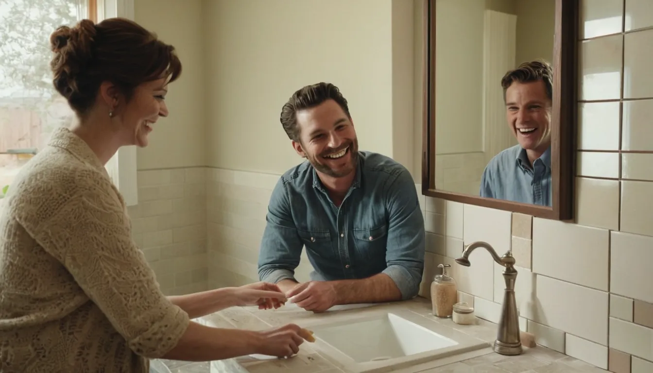 Homeowner talking with a local remodeling provider in a bright bathroom being renovated in New Lenox
